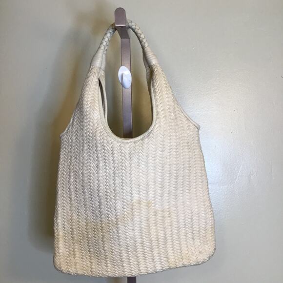 Banana Republic Handbag Woven Cotton Textile leather Handle hobo Bag (flaws) - Picture 2 of 10